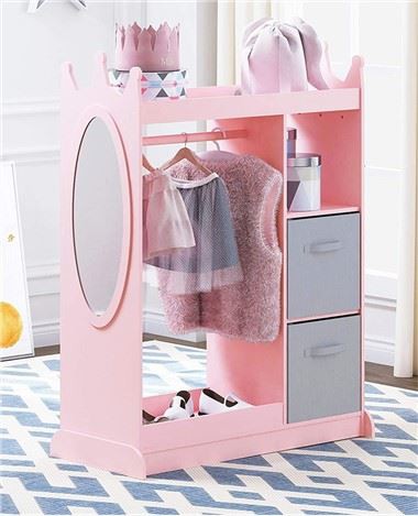 Armoire et miroir multifonctions pour enfants roses